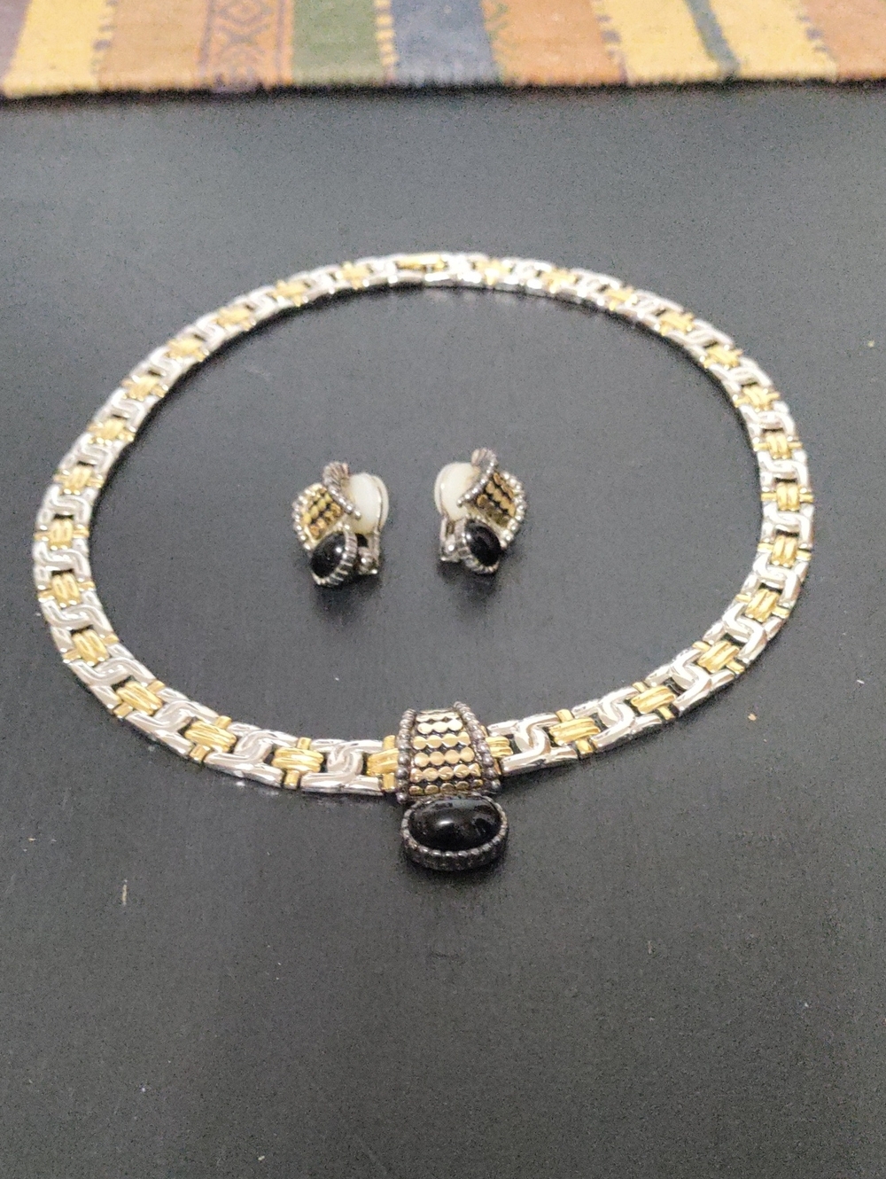 Premier Designs Sterling Two-Tone Choker and Earring Set